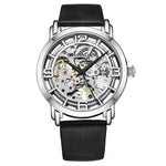 Stuhrling 3982 4 Winchester Automatic Skeleton Black Leather Womens Watch