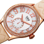 Burgi BUR141NU Diamond Accented MOP Crystal Accented Quilted Leather Strap Womens Watch