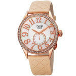Burgi BUR141NU Diamond Accented MOP Crystal Accented Quilted Leather Strap Womens Watch
