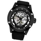 Stuhrling Original 4034 1 Automatic Skeleton Black Rubber Strap Mens Watch