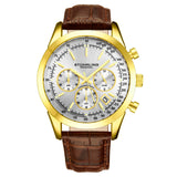 Stuhrling 3975L 8 Preston Monaco Quartz Chronograph Date Brown Leather Mens Watch