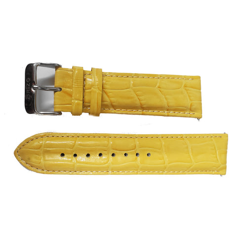 Brizo 24mm Yellow Crocodile Style Genuine Leather Silver-tone Stainless Steel Buckle Strap w/quick change pins