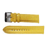 Brizo 22mm Yellow Crocodile Style Genuine Leather Silver-tone Stainless Steel Buckle Strap