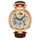 Stuhrling 3954 3 Modena Legacy Automatic Dual Time Skeleton AM/PM Mens Watch