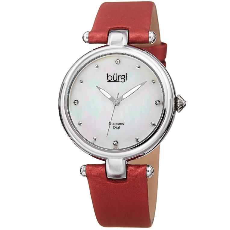 BURGI NIB AUTHENTIC WATCH DIAMOND MARKER GENUINE RED LEATHER WATCH s-l400.jpg main image 4