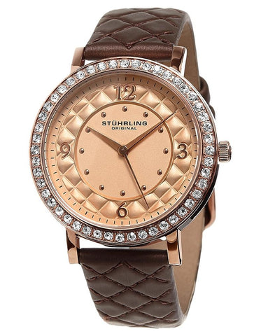 Stuhrling Original Audrey 786 02 Crystal Accented Leather Strap Womens Watch