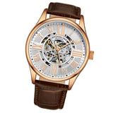 Stuhrling Original 3942 4 Automatic Skeleton Brown Leather Strap Mens Watch