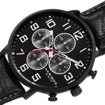 Akribos XXIV AK854BK Quartz Chronograph Black Leather Strap Date Mens Watch