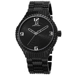 Joshua & Sons JS99BK Arabic Numerals Etched Patterned Dial Black Mens Watch