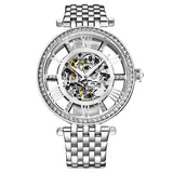 Stuhrling 3944 1 Delphi Automatic Skeleton Crystal Accented Womens Watch
