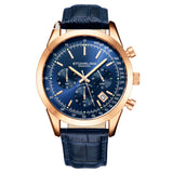 Stuhrling 3975L 7 Preston Monaco Quartz Chronograph Date Blue Leather Mens Watch