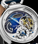 Stuhrling 4033 2 Modena  Automatic Dual Time Skeleton AM/PM Blue Mens Watch