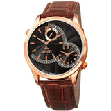 August Steiner AS8010RGBR Dual Time Brown Leather Strap Mens Watch