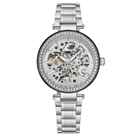 Stuhrling 4039 1 Automatic Skeleton Crystal Accented  Bracelet Womens Watch