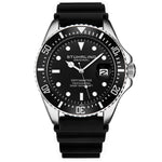 Stuhrling 3950R 1 Aquadiver Quartz Date Black Rubber Strap Mens Watch