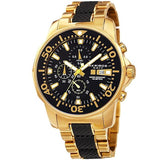 Akribos XXIV AK857YGB Chronograph Date Black Accented Stainless Steel Mens Watch