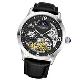 Stuhrling 3921 1  Legacy Automatic Skeleton Dual Time Black Leather Mens Watch