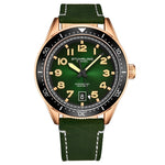 Stuhrling 3989 5 Monaco Quartz Date Green Leather Strap Mens Watch