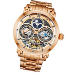 Stuhrling 371B 04 Luciano Automatic Skeleton Dual Time AM/PM Bracelet Mens Watch