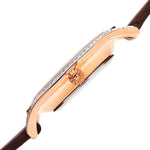 Akribos XXIV AK896BR Quartz Diamond Bezel Brown Leather Strap Womens Watch