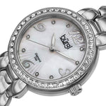 Burgi BUR084SS Swiss Quartz MOP Diamond Dial Crystal Bezel Silver Womens Watch