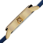Akribos XXIV AK791BU MOP Dial Crystal Markers Blue Strap Goldtone Womens Watch