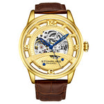 Stuhrling 3974 2  Legacy Automatic Skeleton Brown Leather Strap Mens Watch