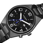 Akribos XXIV AK849BK Date GMT Black Ion Plated Stainless Steel Mens Watch