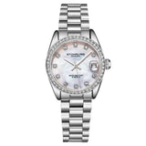 Stuhrling Original 3936 1 Quartz Date Crystal Accented Link Bracelet Womens Watch