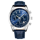 Stuhrling 3975L 2 Preston Monaco Quartz Chronograph Date Blue Leather Mens Watch