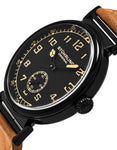 Stuhrling Original 456 01 Corsair Quartz Brown Leather Strap Mens Watch