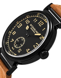 Stuhrling Original 456 01 Corsair Quartz Brown Leather Strap Mens Watch