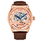 Stuhrling 3974 3  Legacy Automatic Skeleton Brown Leather Strap Mens Watch