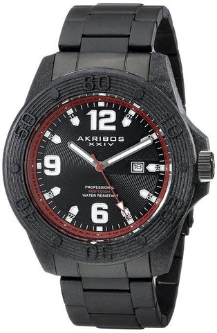 Akribos XXIV AK797RD Professional Diver Date Red Accent Black Mens Watch
