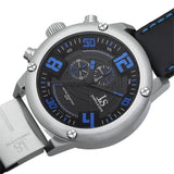 Joshua & Sons JS70BU Swiss Quartz Date GMT Blue Accented Black Mens Watch