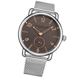 Stuhrling 3939 3 Quartz Stainless Steel Mesh Bracelet Brown Dial Mens Watch