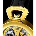 Stuhrling 3919 2 Emperor’s Grandeur Automatic Skeleton Dual Time Mens Watch