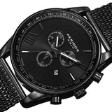 Akribos XXIV AK813BK Chronograph Tachymeter Date Mesh Bracelet Black Mens Watch
