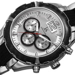 Joshua & Sons JS98TTB Day Date GMT Luminous Accented Silvertone Black Mens Watch