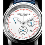 Stuhrling 895 04 ChronoPulse Chronograph Pulsometer Date Blue Leather Mens Watch