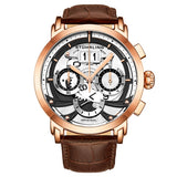 Stuhrling 926 04 Monaco Andover Chronograph Date Brown Leather Mens Watch