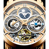 Stuhrling 371B 04 Luciano Automatic Skeleton Dual Time AM/PM Bracelet Mens Watch