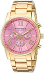 Akribos AK908YGPK Swiss Quartz Multi Function Day Date GMT Pink Womens Watch