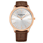 Stuhrling 3984 5 Symphony Classic Brown Leather Strap Mens Watch