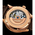 Stuhrling 925 03 Radiant Automatic Skeleton AM PM Brown Leather Mens Watch