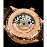 Stuhrling 925 03 Radiant Automatic Skeleton AM PM Brown Leather Mens Watch