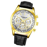 Stuhrling 3975L 4 Preston Monaco Quartz Chronograph Date Black Leather Mens Watch