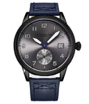 Stuhrling 4011 3 Wingman Quartz Aviator Quartz Date Blue Leather Mens Watch