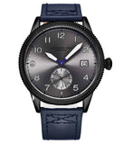 Stuhrling 4011 3 Wingman Quartz Aviator Quartz Date Blue Leather Mens Watch