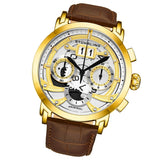 Stuhrling 926 03 Monaco Andover Chronograph Date Brown Leather Mens Watch